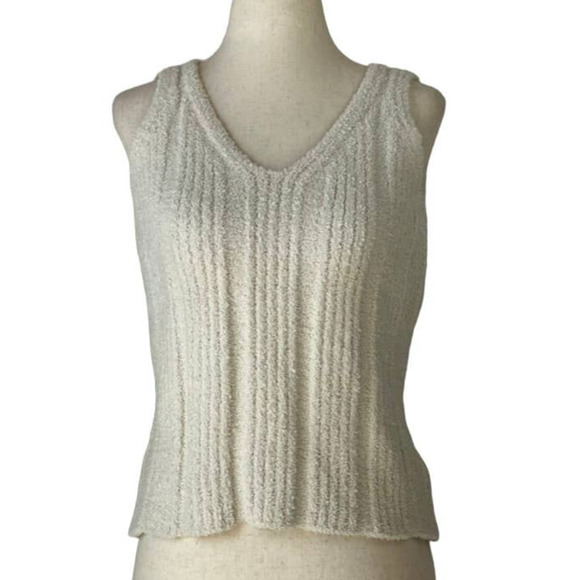 Solid Ribbed V-Neck Knit Top in Ivory - Picture 1 of 2